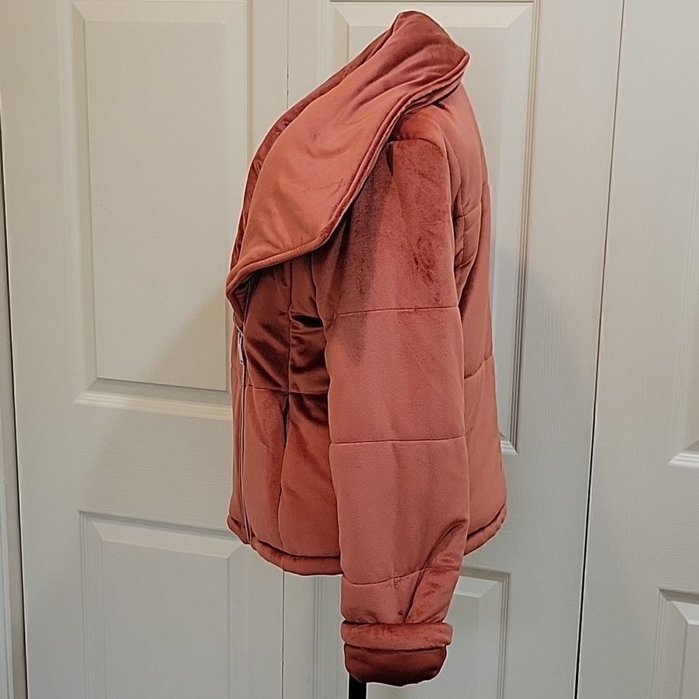 HYFVE Rust Velvet Puffy Moto Jacket Size Small - Picture 4 of 9